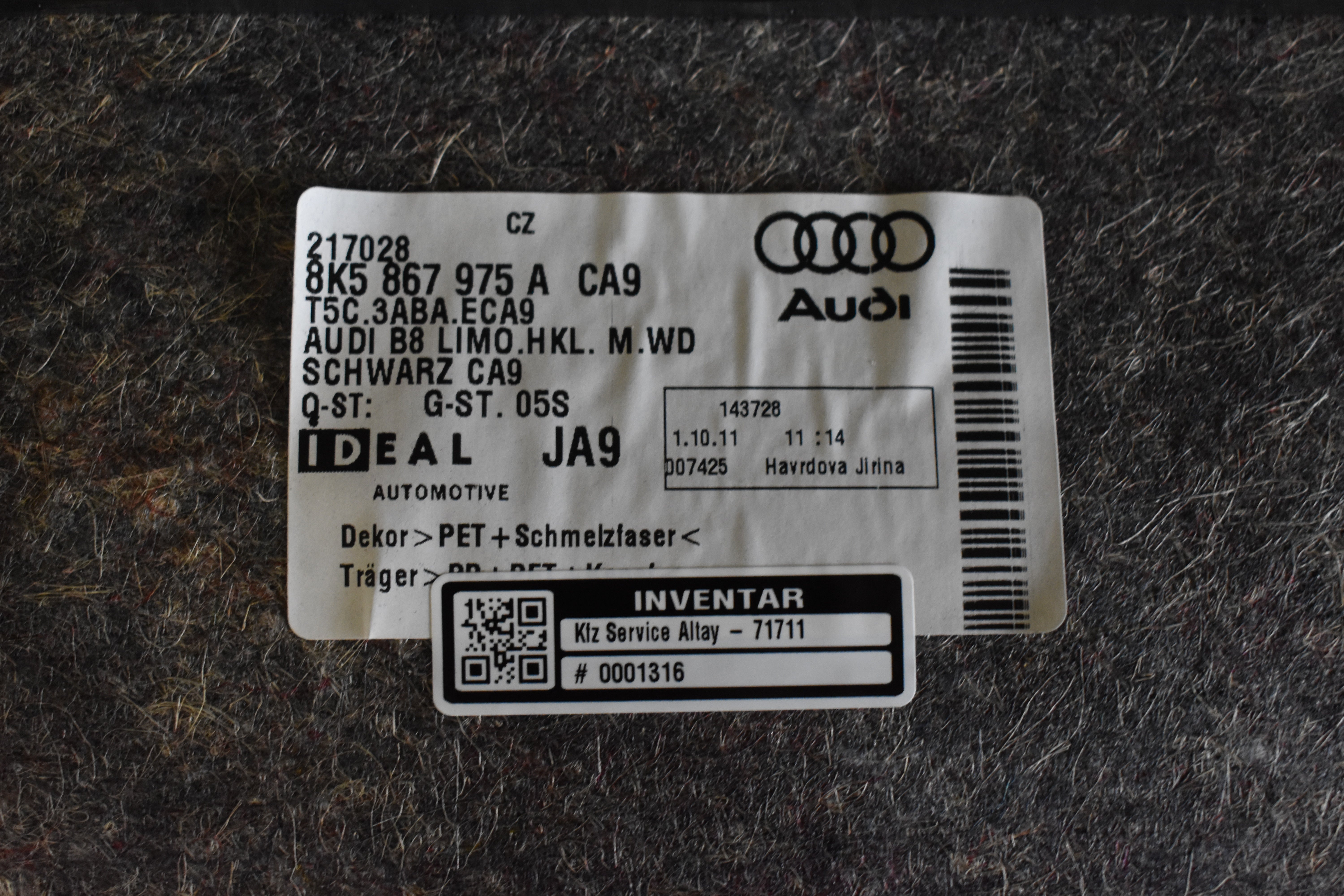 Audi A4 Verkleidung Abdeckung Heckklappe Kofferraumdeckel